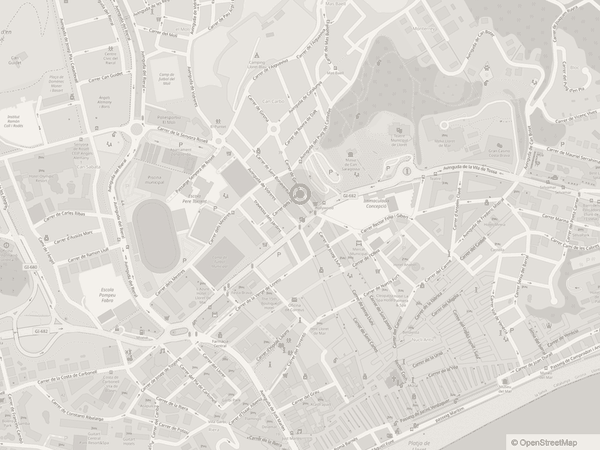 Plano de la zona con la barbería señalada, en Carrer de Girona 13 de Lloret de Mar
